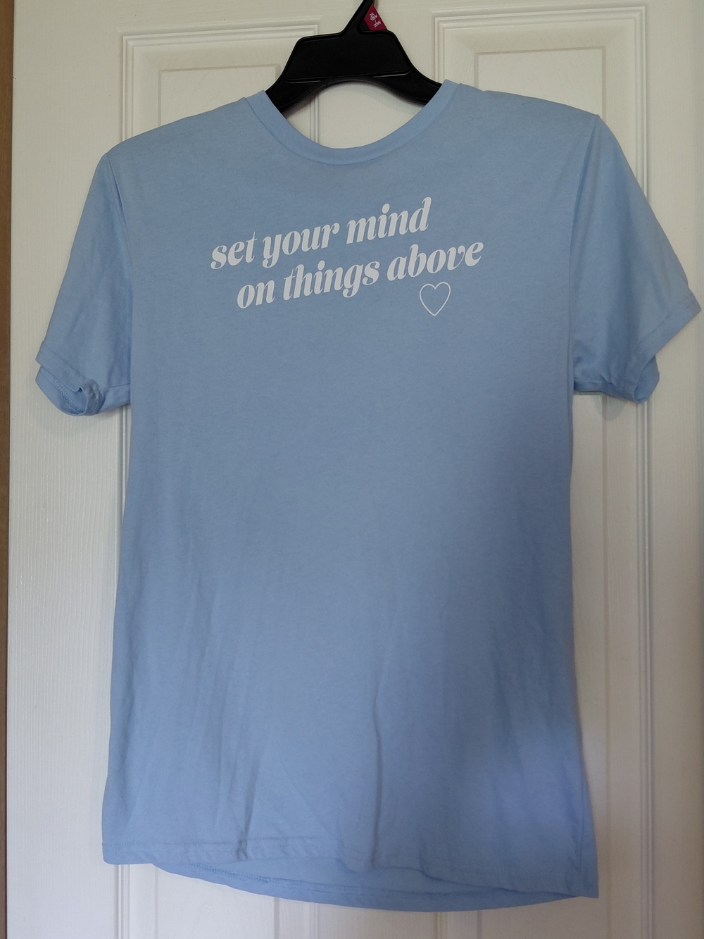 Light Blue Short Sleeve Graphic Tee - Inspirational Script